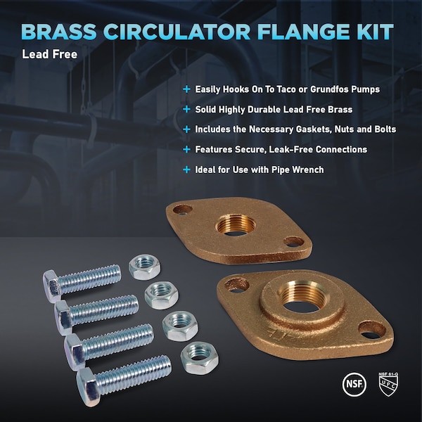 Everflow FIP Circulator Flange Kit with Gaskets, Nuts and Bolts for Grundfos Pumps 1" - CFIPS1-NL