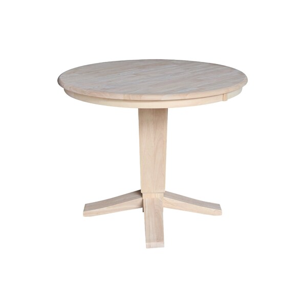 International Concepts 36 in. Solid Wood Round Top Pedestal Dining Table - 29.9 in. High, Unfinished - K-36RT-23B