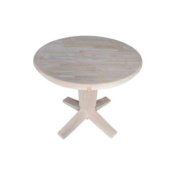 International Concepts 36 in. Solid Wood Round Top Pedestal Dining Table - 29.9 in. High, Unfinished - K-36RT-23B