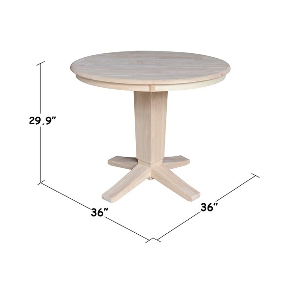 International Concepts 36 in. Solid Wood Round Top Pedestal Dining Table - 29.9 in. High, Unfinished - K-36RT-23B