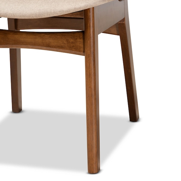 Baxton Studio Katya Mid-Century Modern Sand Fabric and Walnut Brown Finished Wood 5-Piece Dining Set - 183-11636-11644-ZORO