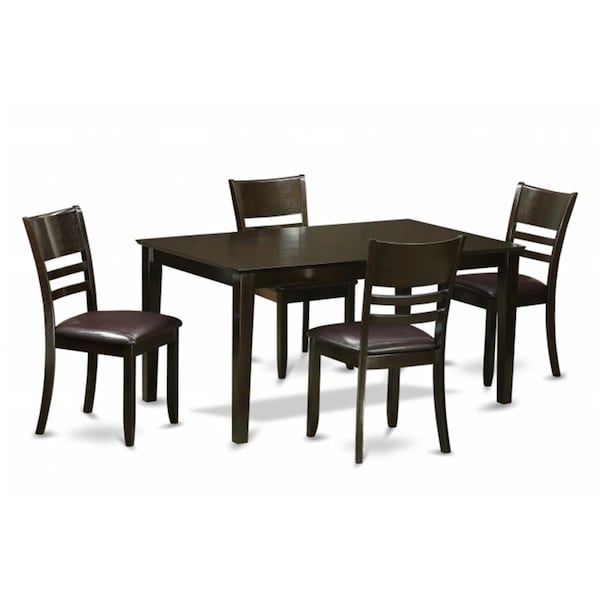 East West Furniture 5 Piece Dining Room Set-Dining Table and 4 Chairs For Dining Room - CALY5-CAP-LC