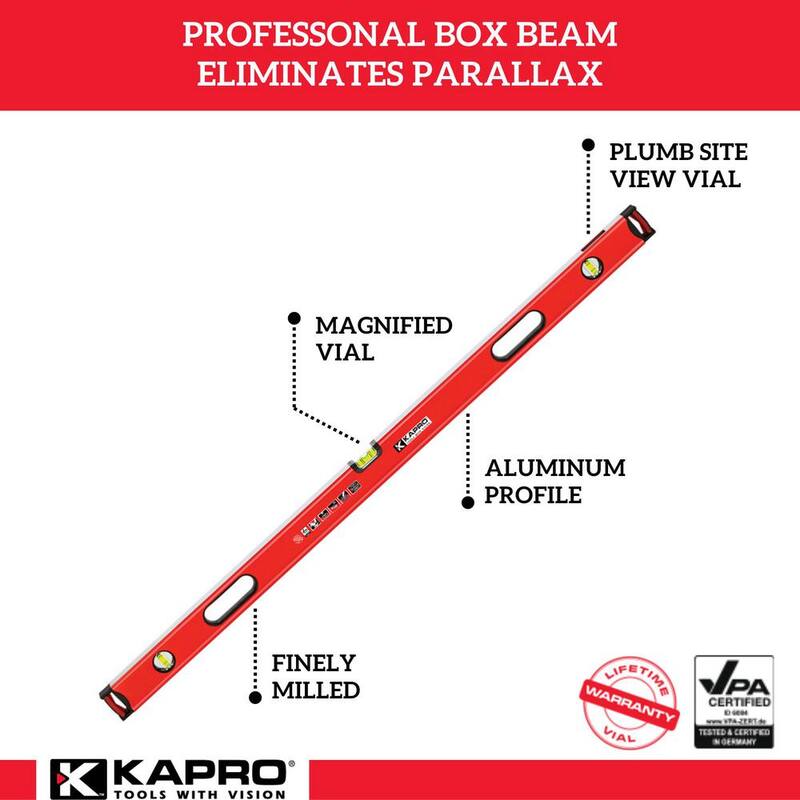 Kapro 48 in. Professional Aluminum Box Level with Magnified Vial and Plumb Site - 985-41X-48