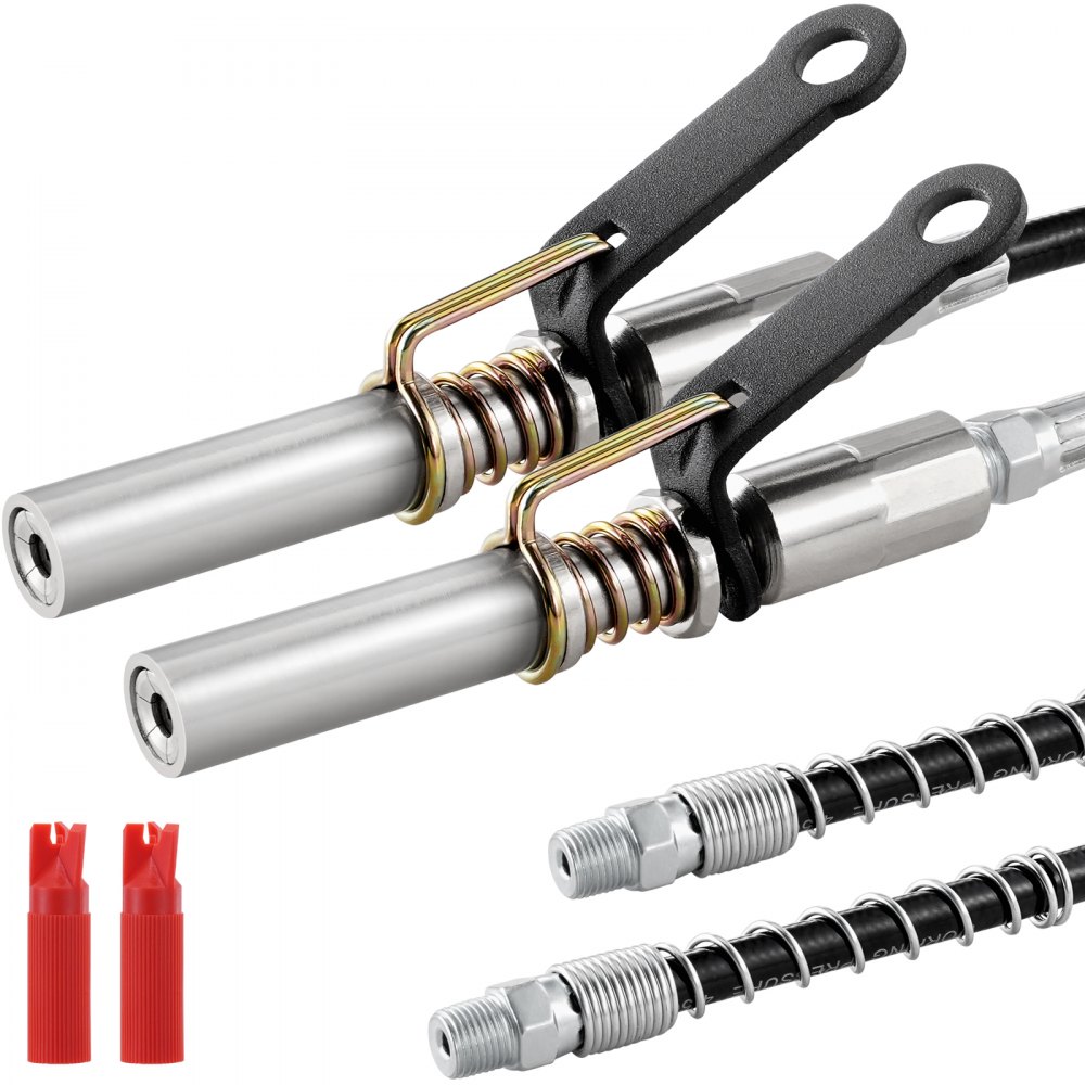 VEVOR Grease Gun Coupler 2 PCS, 10000 PSI High Pressure, 6-Jaw Locking, Quick Release Grease Gun Tip with Hose/Zerk Fittings Cleaner, Compatible with All Grease Guns 1/8" NPT Fittings for Automobiles - HYQOHQ1GWBS02K3FUV0