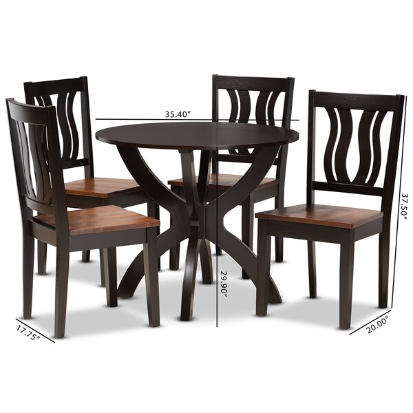 Baxton Studio Karla Modern Two-Tone Dark Brown and Walnut Brown Finished Wood 5-PC Dining Set - 177-11380-10902-ZORO