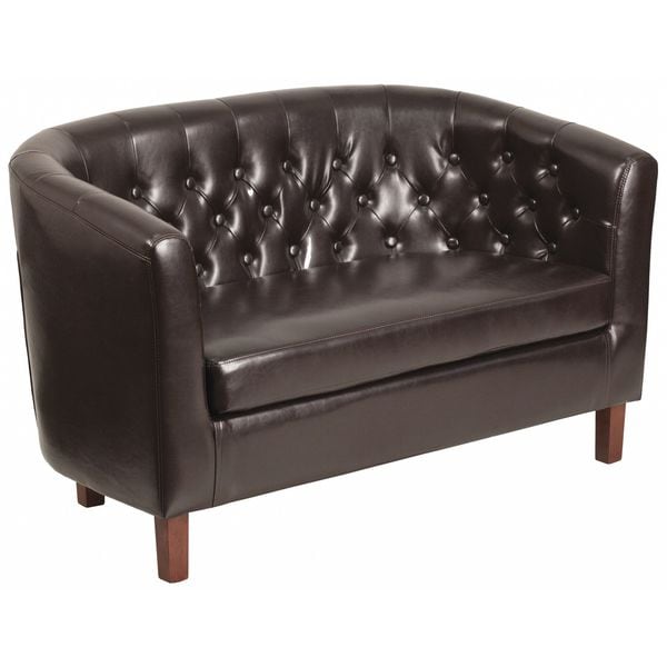 Flash Furniture Loveseat, Brown, Leather, Tufted, 49-1/2" W X 30" H - QY-B16-2-HY-9030-8-BN-GG