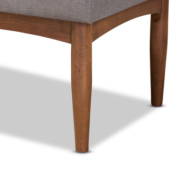 Baxton Studio Sanford Mid-Century Modern Grey Fabric and Walnut Brown Finished Wood 5-Piece Dining Nook Set - 184-11340-11341-11342-9305-ZORO