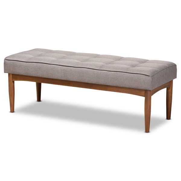 Baxton Studio Sanford Mid-Century Modern Grey Fabric and Walnut Brown Finished Wood 5-Piece Dining Nook Set - 184-11340-11341-11342-9305-ZORO