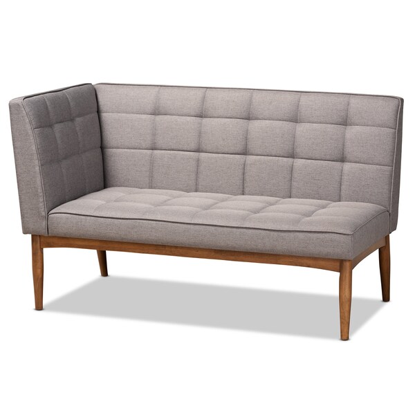 Baxton Studio Sanford Mid-Century Modern Grey Fabric and Walnut Brown Finished Wood 5-Piece Dining Nook Set - 184-11340-11341-11342-9305-ZORO