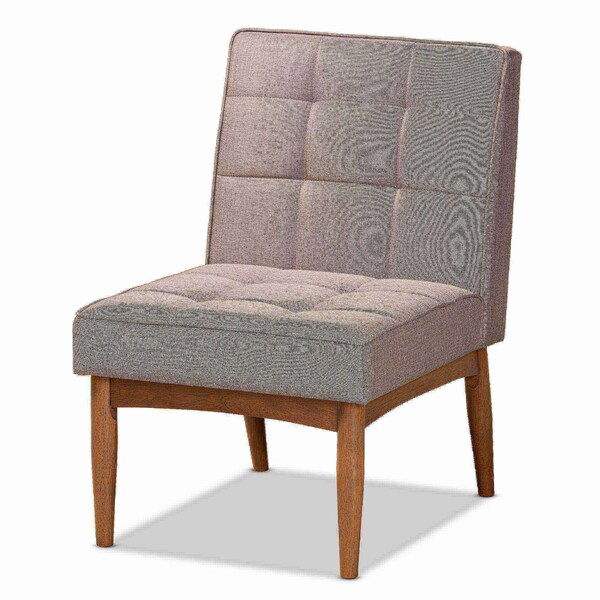 Baxton Studio Sanford Mid-Century Modern Grey Fabric and Walnut Brown Finished Wood 5-Piece Dining Nook Set - 184-11340-11341-11342-9305-ZORO