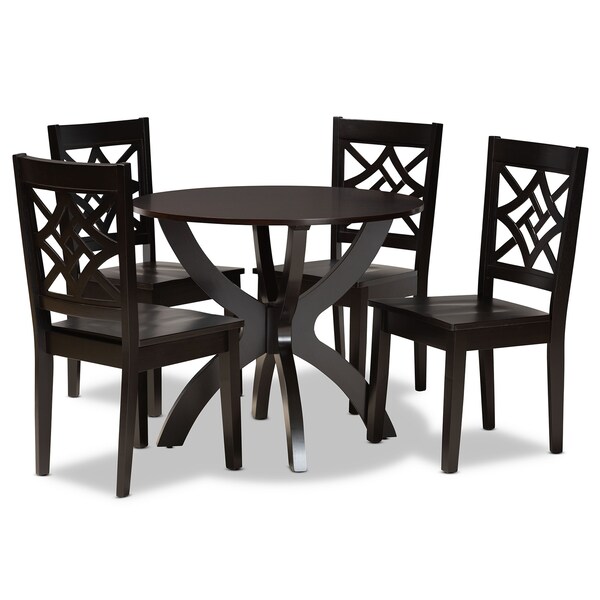 Baxton Studio Anila Modern and Contemporary Dark Brown Finished Wood 5-Piece Dining Set - 179-11385-10902-ZORO