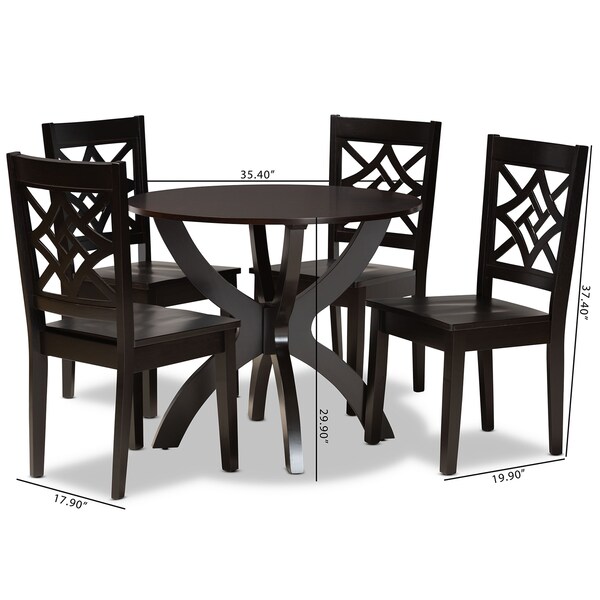 Baxton Studio Anila Modern and Contemporary Dark Brown Finished Wood 5-Piece Dining Set - 179-11385-10902-ZORO