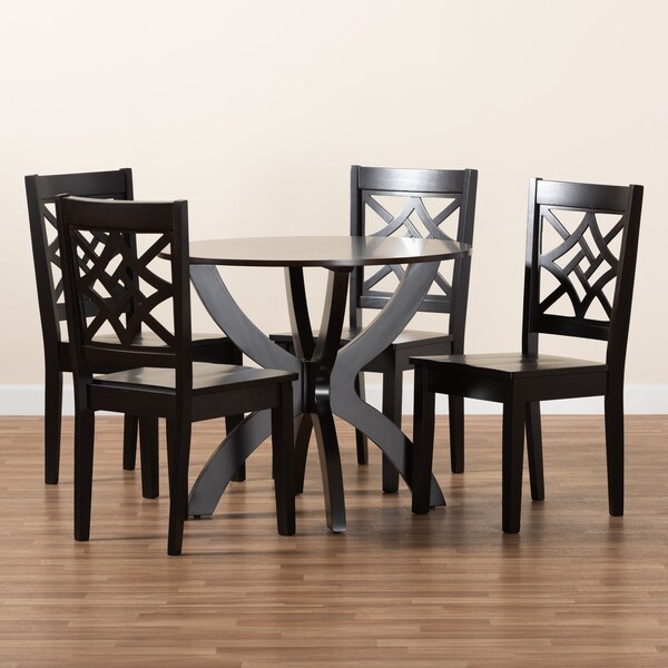Baxton Studio Anila Modern and Contemporary Dark Brown Finished Wood 5-Piece Dining Set - 179-11385-10902-ZORO