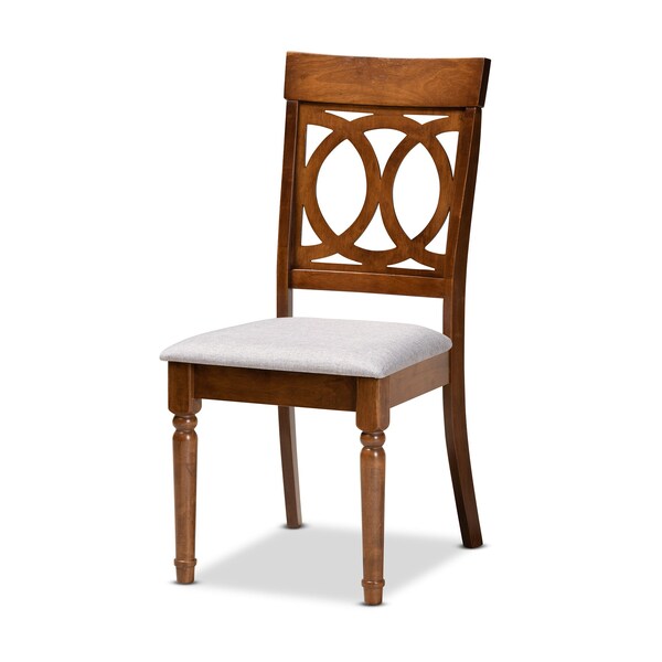Baxton Studio Lucie Modern and Contemporary Grey Fabric and Walnut Brown Finished Wood 7-Piece Dining Set - 176-10544-10520-ZORO