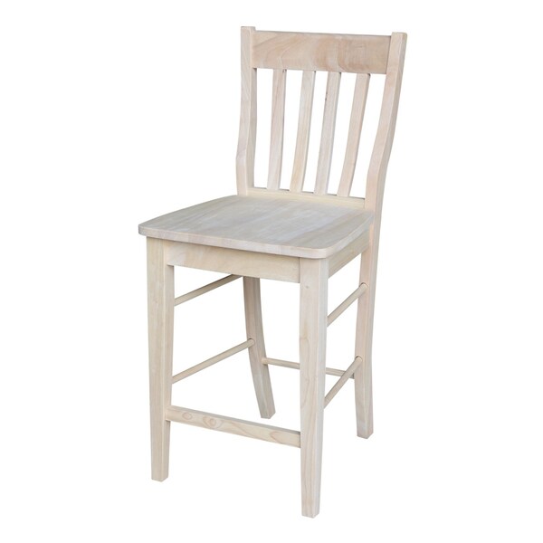 International Concepts 42 in Round Drop Leaf Counter Height Dining Table with 4 Stools in Unfinished - 5 Piece Set - K-42DPT-23B-S6162-4