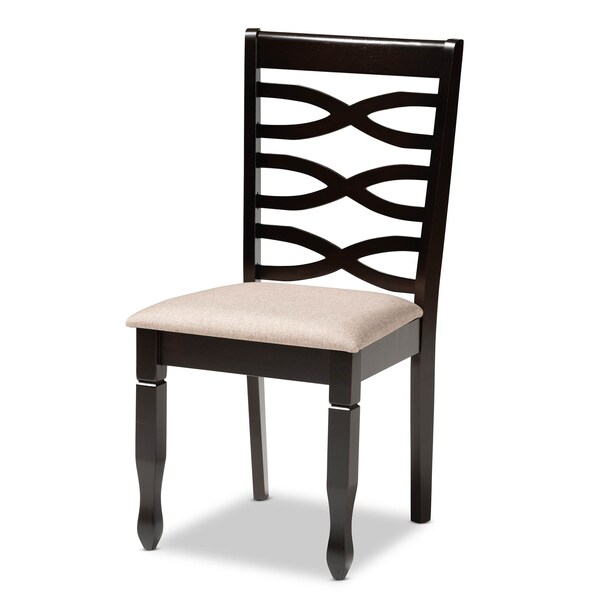 Baxton Studio Mila Sand Upholstered Dark Brown Finished Wood 7-Piece Dining Set - 170-10529-10894