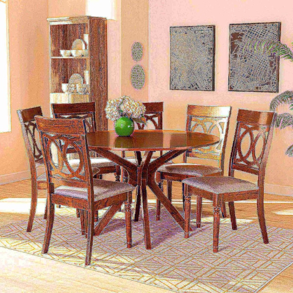 Baxton Studio Jessie Modern and Contemporary Grey Fabric and Walnut Brown Finished Wood 7-Piece Dining Set - 176-10544-10893-ZORO