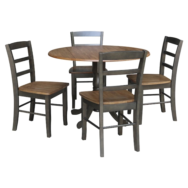 International Concepts 42 in. Dual Drop Leaf Dining Table with 4 Madrid LadderBack Chairs - K45-42DP-C2-4