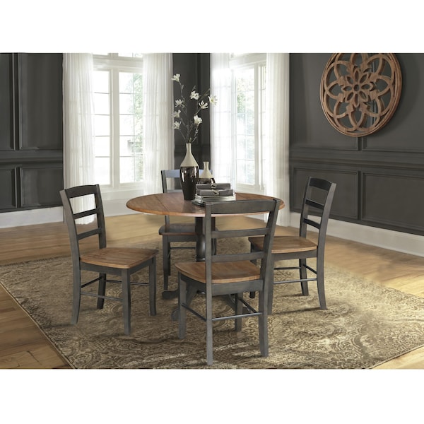 International Concepts 42 in. Dual Drop Leaf Dining Table with 4 Madrid LadderBack Chairs - K45-42DP-C2-4