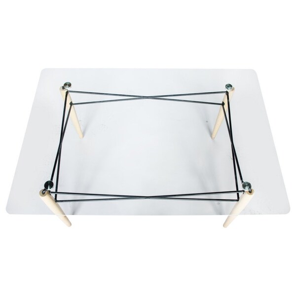 Leisuremod Rectangular 32 in W, 29 in L, Glass/Beech Wood, Clear - EP47CLT