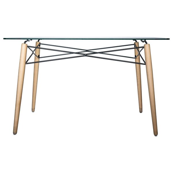 Leisuremod Rectangular 32 in W, 29 in L, Glass/Beech Wood, Clear - EP47CLT