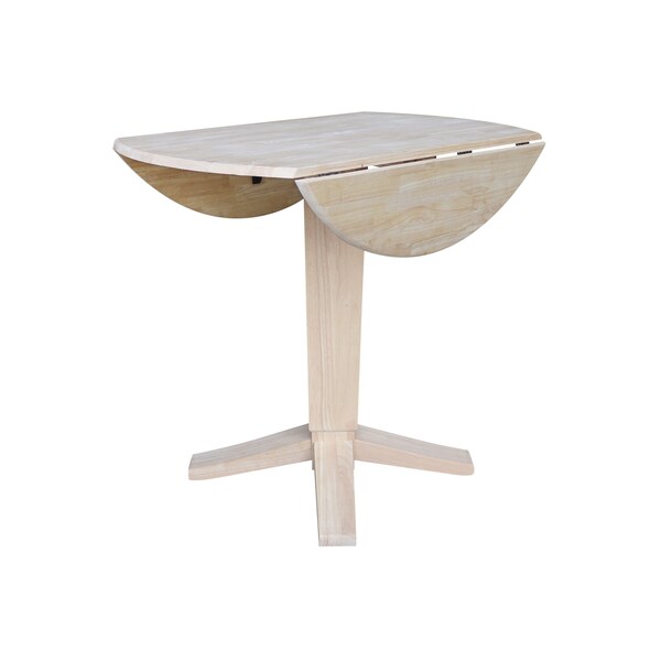 International Concepts 42 in. Solid Wood Round Dual Drop Leaf Dining Pedestal Table - 36.3 in.High, Unfinished - K-42DPT-23B-36