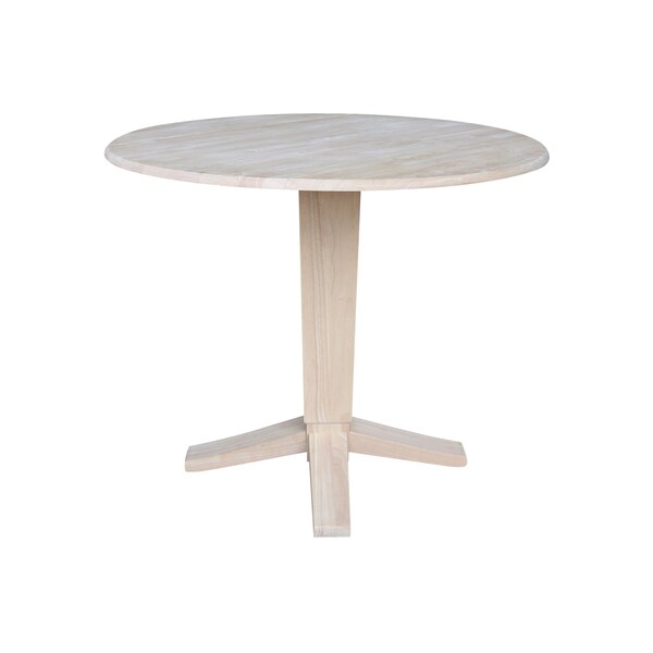 International Concepts 42 in. Solid Wood Round Dual Drop Leaf Dining Pedestal Table - 36.3 in.High, Unfinished - K-42DPT-23B-36