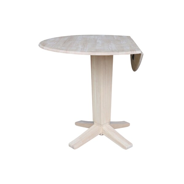 International Concepts 42 in. Solid Wood Round Dual Drop Leaf Dining Pedestal Table - 36.3 in.High, Unfinished - K-42DPT-23B-36
