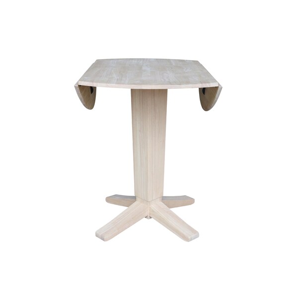 International Concepts 42 in. Solid Wood Round Dual Drop Leaf Dining Pedestal Table - 36.3 in.High, Unfinished - K-42DPT-23B-36