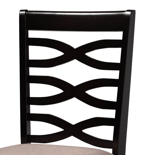 Baxton Studio Lanier Sand Upholstered Dark Brown Finished Wood 7-Piece Dining Set - 170-10529-10519