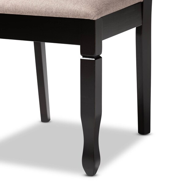 Baxton Studio Lanier Sand Upholstered Dark Brown Finished Wood 7-Piece Dining Set - 170-10529-10519