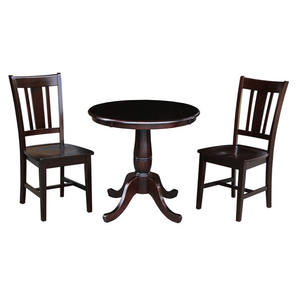 International Concepts 30 in. Round Top Pedestal Dining Table with 2 San Remo Chairs - K15-30RT-C10-2