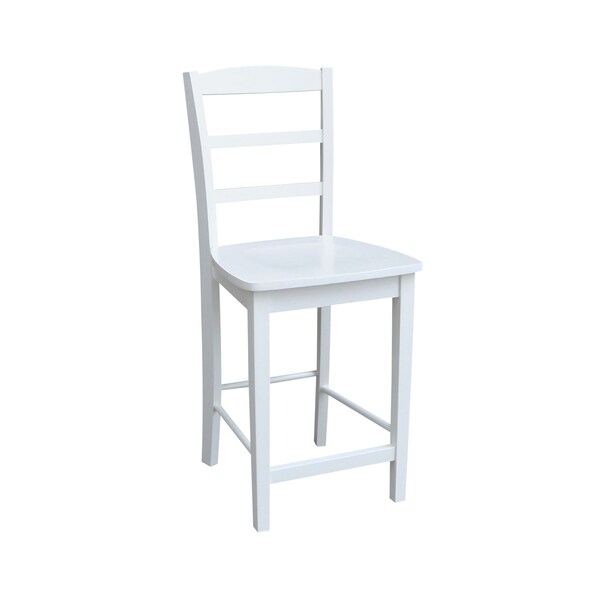 International Concepts 36 in. Solid Wood Round Top Pedestal Dining Table with 2 Counter Height Stools in White - K08-36RT-23B-S402-2