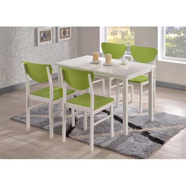 D2D Technologies 34 x 17 x 17 in. Side Chairs, Vanilla White & Antique Green - Set of 4 - D21575644