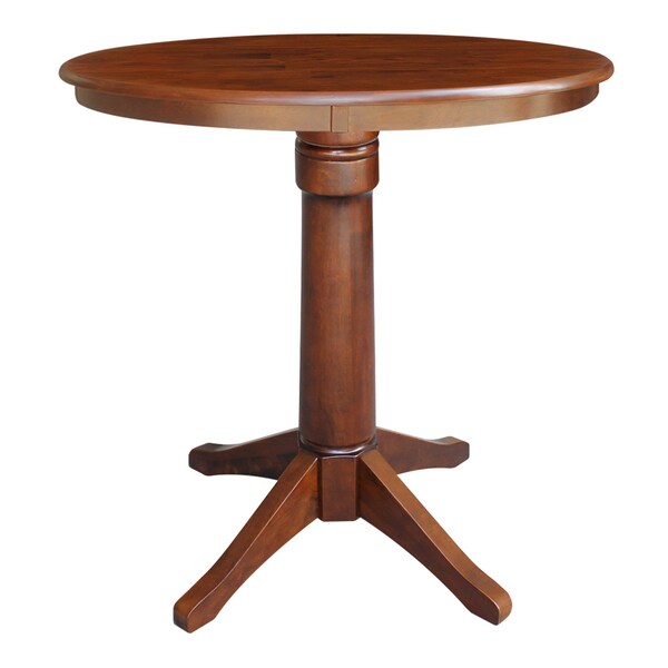 International Concepts 36 in. Round Pedestal Counter Height Table with 2 Emily Counter Height Stools - 3 Piece Set - K581-36RT-27-S6172-2