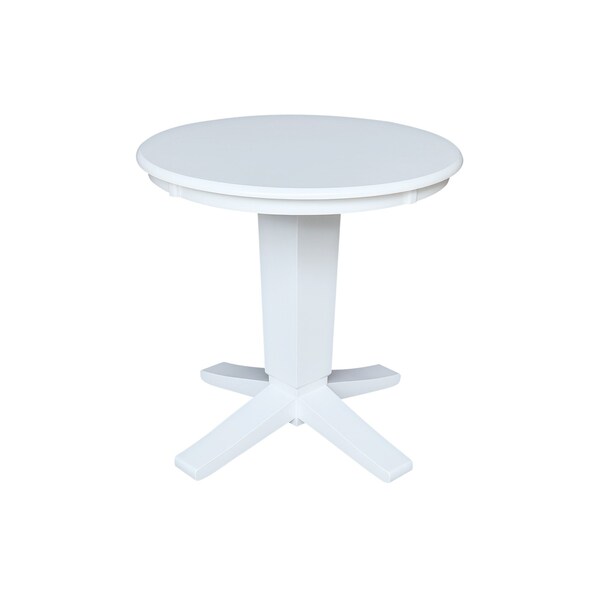International Concepts 30 in. Solid Wood Round Top Pedestal Dining Table with 2 Chairs, White - K08-30RT-23B-C613-2