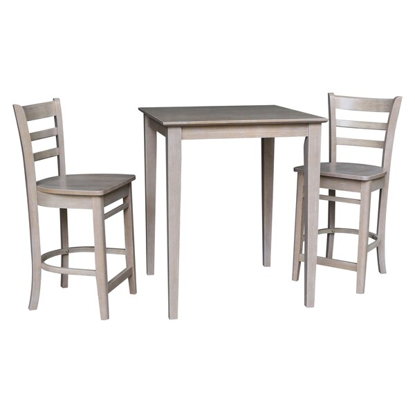 International Concepts 30 in. x 30 in. Counter Height Table with 2 Emily Counter Height Stools - 3 Piece Set - K09-3030-S6172-2