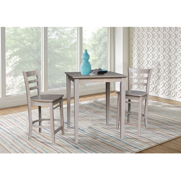 International Concepts 30 in. x 30 in. Counter Height Table with 2 Emily Counter Height Stools - 3 Piece Set - K09-3030-S6172-2