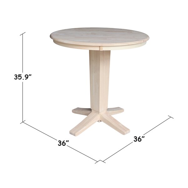 International Concepts 36 in. Solid Wood Round Top Pedestal Dining Table - 35.9 in. High, Unfinished - K-36RT-23B-36