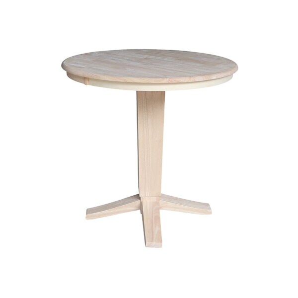 International Concepts 36 in. Solid Wood Round Top Pedestal Dining Table - 35.9 in. High, Unfinished - K-36RT-23B-36