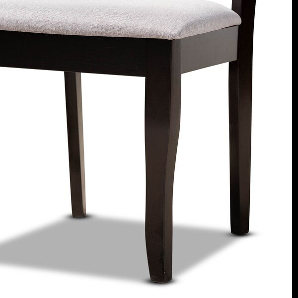 Baxton Studio Selby Grey Upholstered and Dark Brown Finished Wood 5-Piece Dining Set - 173-9726-10898
