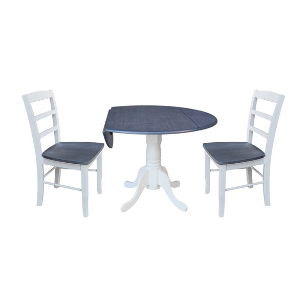 International Concepts 42 in. Dual Drop Leaf Dining Table with 2 Madrid LadderBack Chairs - K05-42DP-C2-2