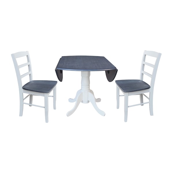 International Concepts 42 in. Dual Drop Leaf Dining Table with 2 Madrid LadderBack Chairs - K05-42DP-C2-2