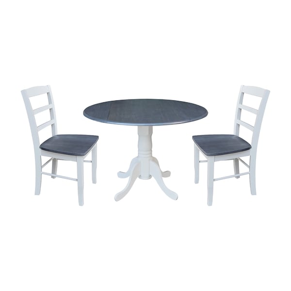 International Concepts 42 in. Dual Drop Leaf Dining Table with 2 Madrid LadderBack Chairs - K05-42DP-C2-2