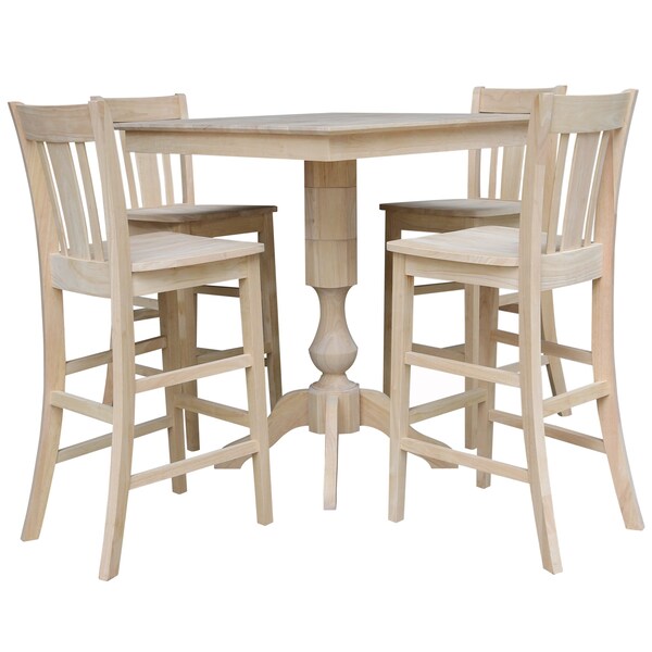 International Concepts 36 in. x 36 in. Square Top Pedestal Table With 4 Bar Height Stools Set of 5 - K-3636TP-11B-S103-4