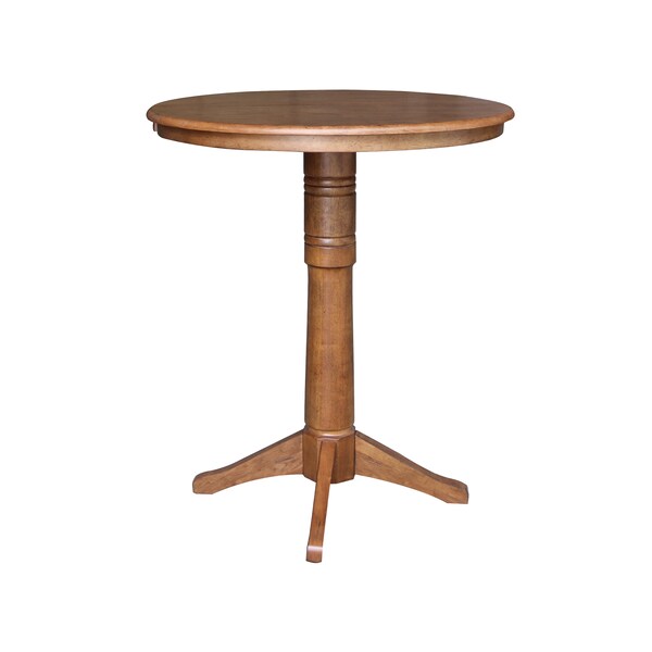 International Concepts Round 36 in Round Top Pedestal Table with 12 in Leaf, 42.1 in H, Distressed Oak, 36 in W, 48 in L - K42-36RXT-27B-6B-2
