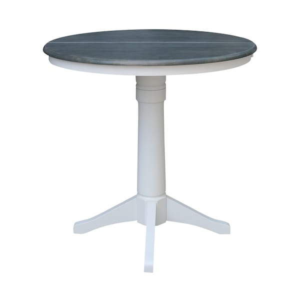 International Concepts Round 36 in Rd Top Ped Table, 12 in Leaf, Counter Ht, White/Heather Gray, 36 in W, 48 in L, 36.1 in H - K05-36RXT-27B-6B