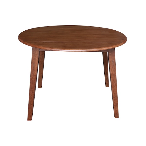 International Concepts 42 in. Solid Wood Round Dual Drop Leaf Dining Table with 4 Chairs in Distressed Oak/Black - K42-42DL-C46-2-4