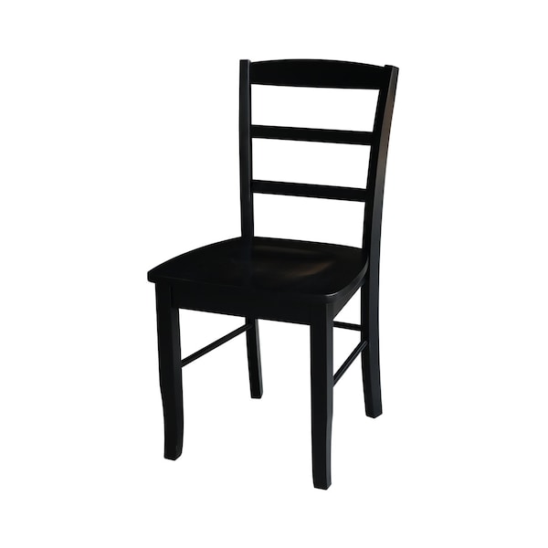 International Concepts 42 in. Solid Wood Round Dual Drop Leaf Dining Table with 4 Chairs in Distressed Oak/Black - K42-42DL-C46-2-4