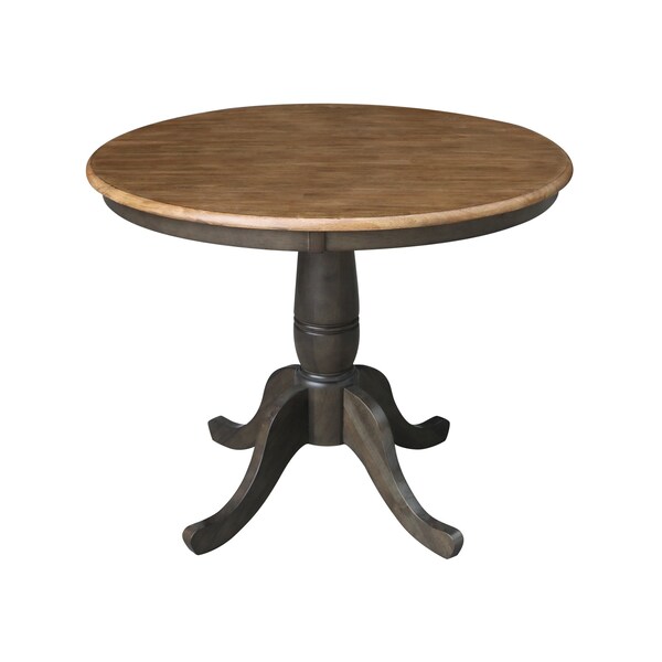 International Concepts 36 in. Round Pedestal Dining Table with 2 Madrid LadderBack Chairs - 3 Piece Dining Set - K45-36RT-C2-2